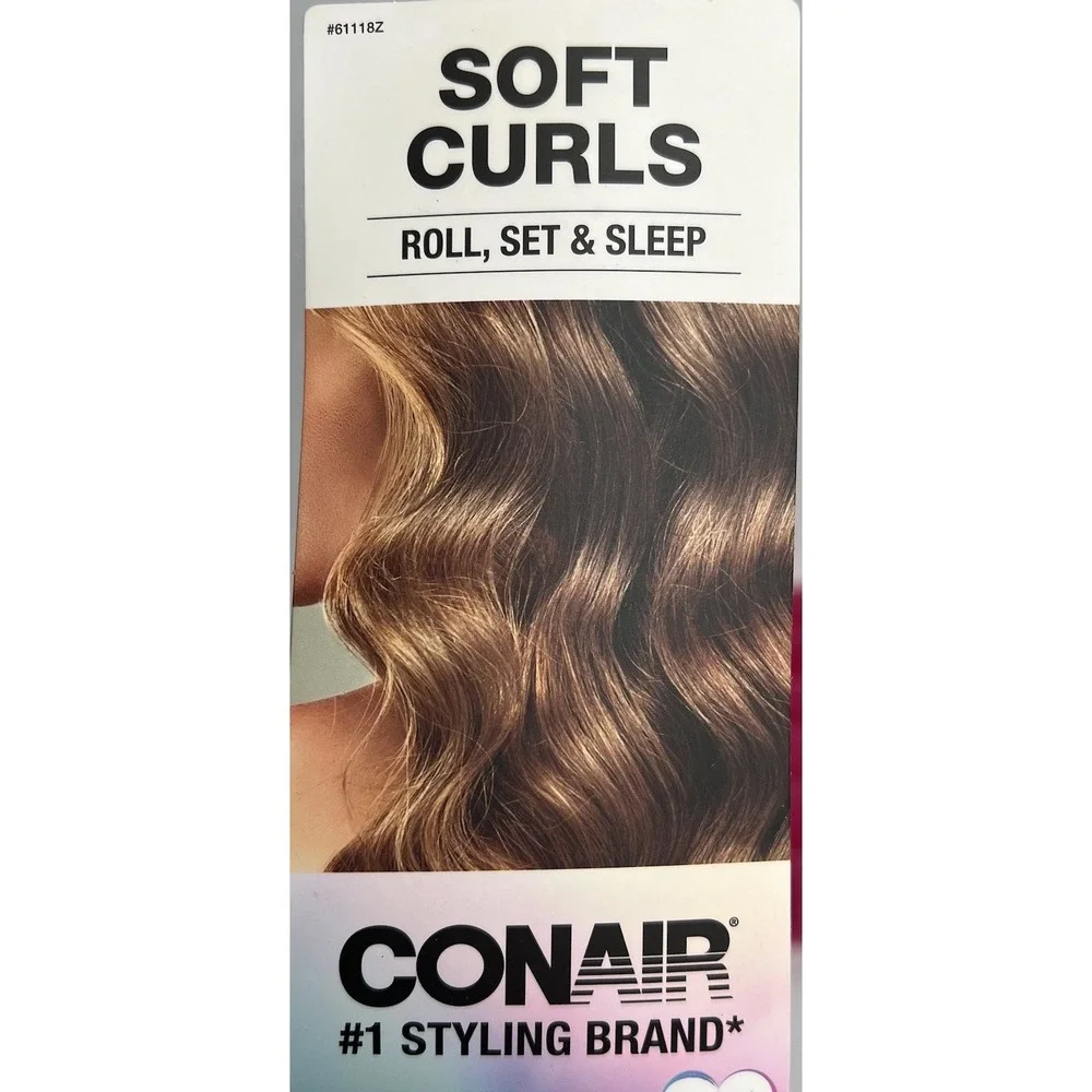 Conair 10 Mini Foam‎ Hair Rollers Peach Sleep Tight Defined Curls Clamps Easy